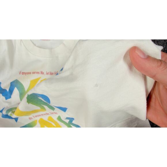 Vintage 90s Fruit Of The Loom Walk Your Talk Christian Graphic Tee Shirt XL - Picture 10 of 10